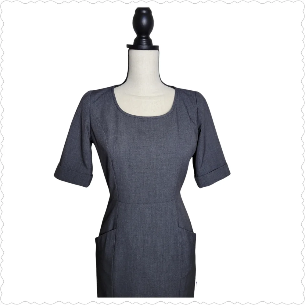 CALVIN KLEIN  Charcoal Sheath Dress, Size 2 - Picture 4 of 5
